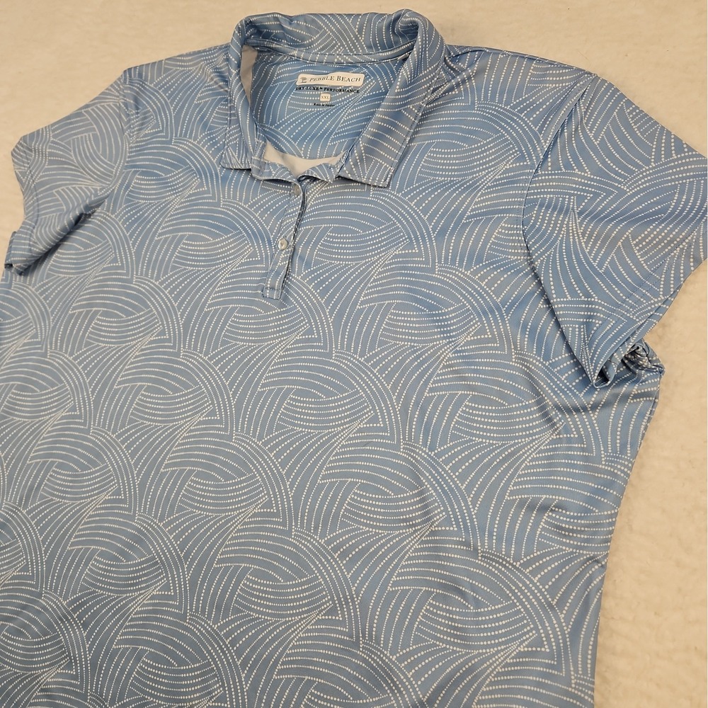Pebble Beach Womens Sz 2XL Dry Luxe Performance Short Sleve Top Blue Golf Active